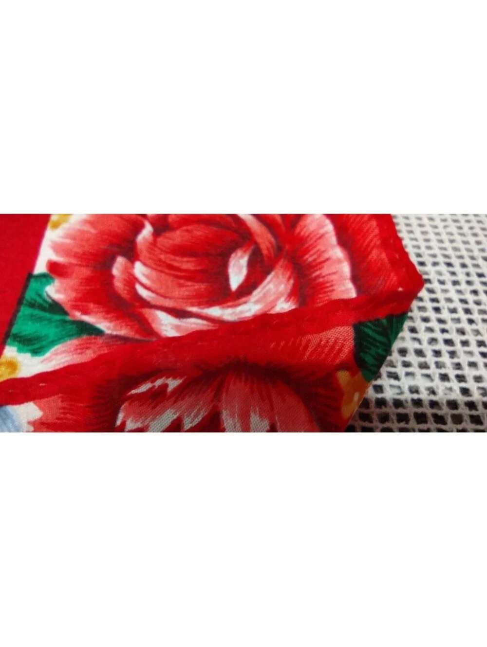 Vintage 100% Pure Silk Scarf Roses Periwinkle Red Tulips Florals Chinese Silk